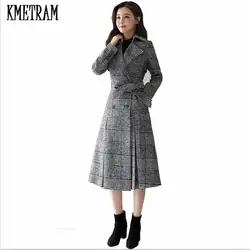 KMETRAM 2019 Женское шерстяное пальто зимняя куртка женская тонкая Длинная шерстяная куртка теплые куртки элегантное пальто из смешанной
