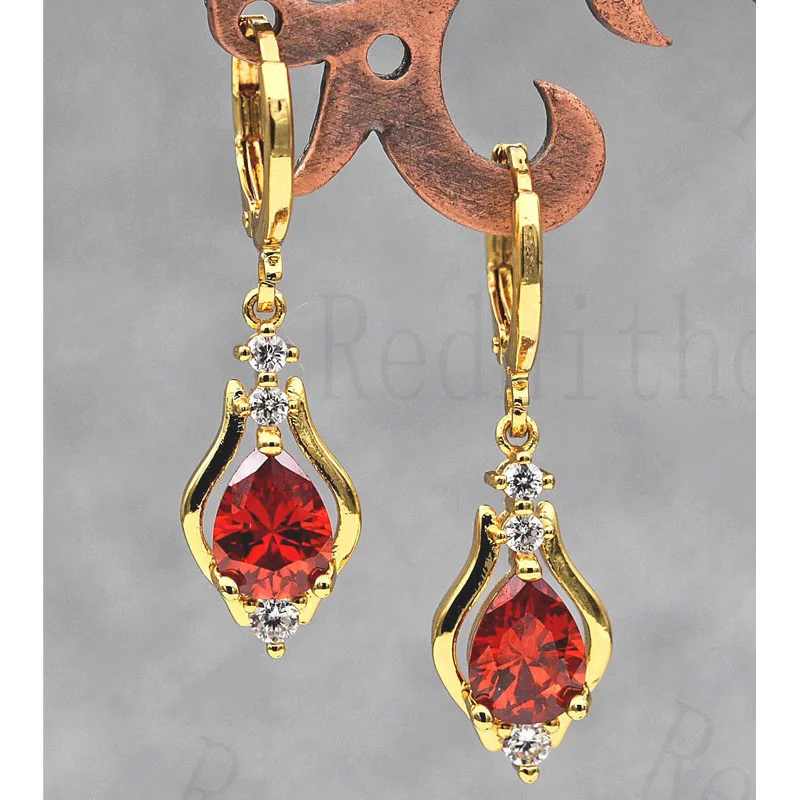 

Women's Earrings Yellow Gold Filled Teardrop Earring Trendy Hoop Earrings with Waterdrop Cubic Zircon Shiny Fashion Jewelry