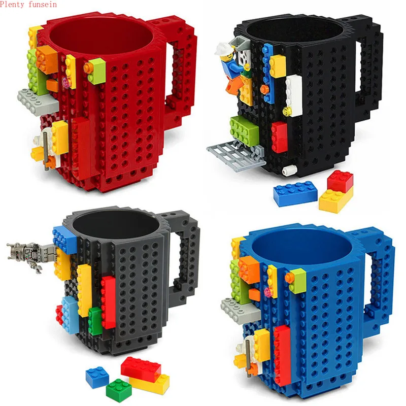 

1PC Build-On Brick Building Mug Type Block Coffee water Cup DIY Puzzle Portable Drinkware Drinking 6 Colors 300~400ml