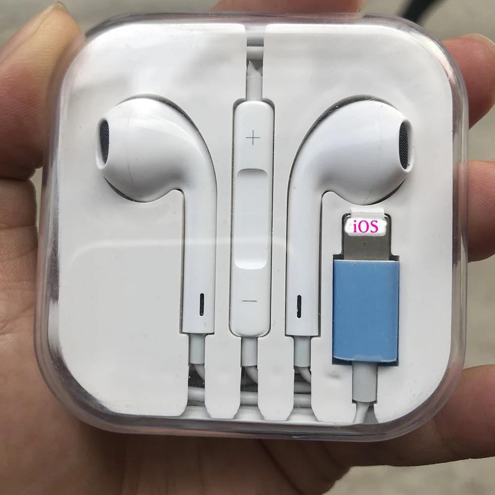 

New Bluetooth Wired for iphone Earphone lightning control In Ear Headset for iPhone 7 8 Plus X XS Xmas Earphones with Microphone