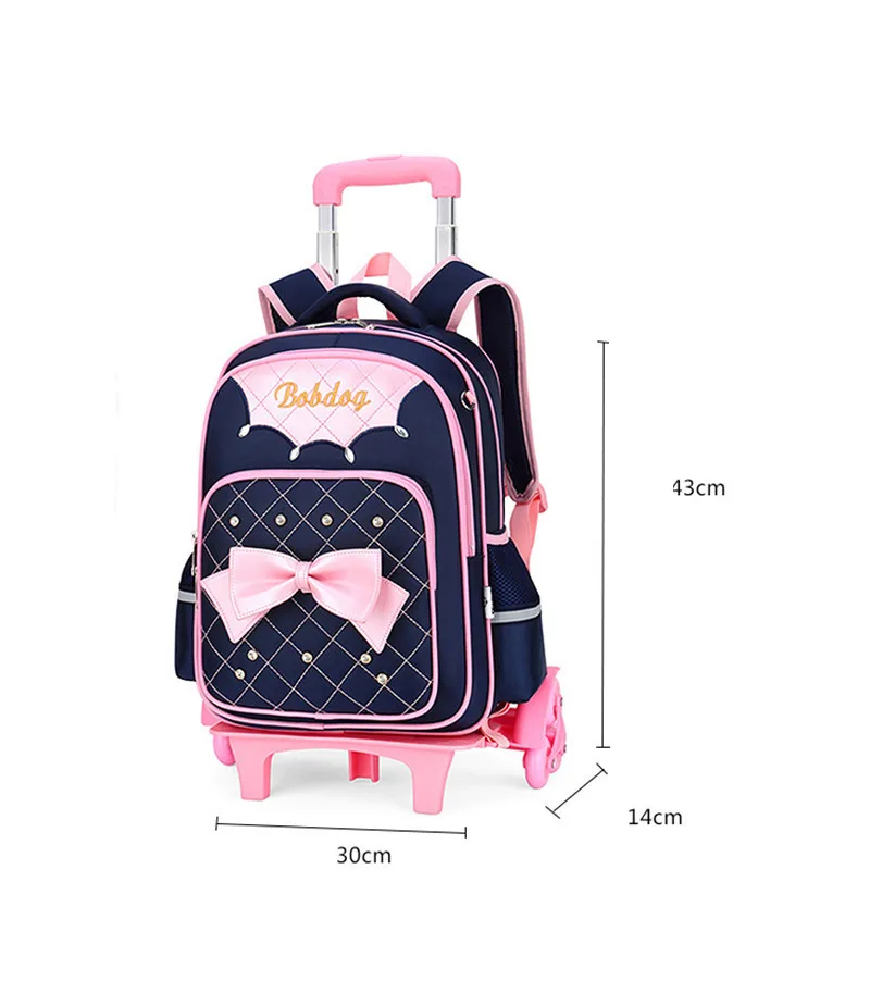 Детская одежда для мальчиков и девочек школьный ранец на колесиках Чемодан книжные сумки рюкзак Съемный детские школьные сумки 6 колес Принцесса Сумки на колесиках