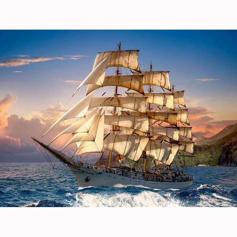 

DIY Diamond Painting Cross Stitch Sailing Boat Home Decor Full Rhinestone Mosaic 5D Diamond Embroidery KBL