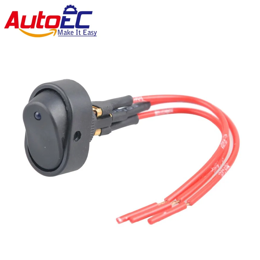 

AutoEC 1x 3 Pins ON/OFF Rocker Push Button Switch LED with 6.3 Spring Plug Battery Cable (Female) for Car Truck Boat 12V #LQ357