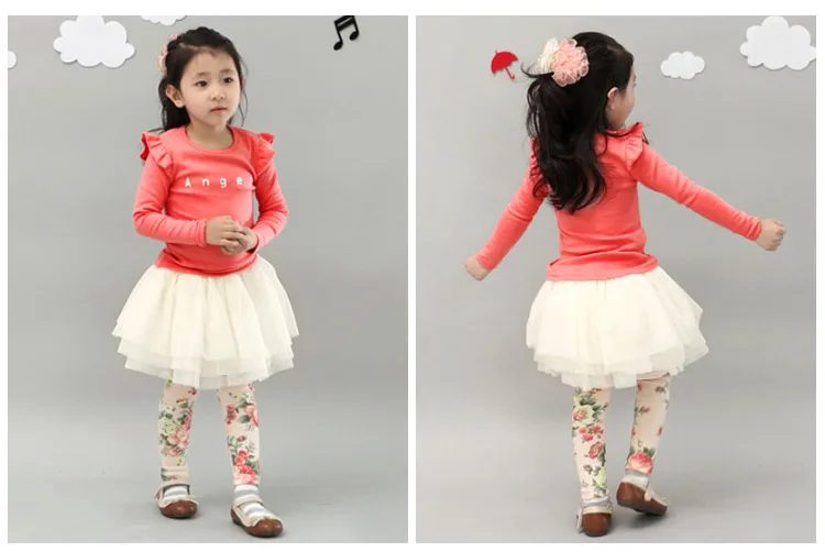 В году, Осенняя детская одежда девушки мультфильм Топ ребенок младенец Девочки с длинным рукавом Базовая рубашка Дети Футболка с изображением животного