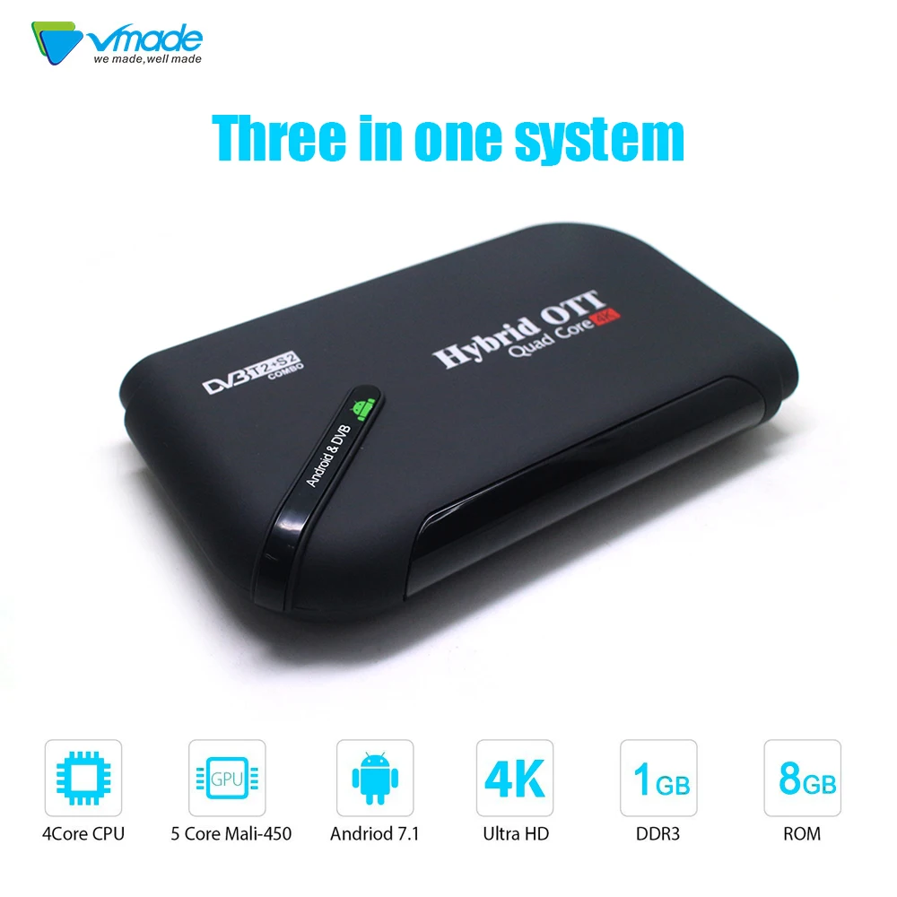 

DVB-S2 DVB-T2 Decoder Android 7.1 S905D TV Box 1GB 8GB K3 Pro Amlogic S905D Octa Core Mali-450 GPU 4K youtube Combo Set top box