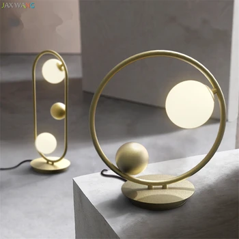 

Post-modern Glass Ball Table Lamps Nordic Bedroom Study Living Room Decorative Bedside Luxury LED G4 Round Desk Lights Fixture