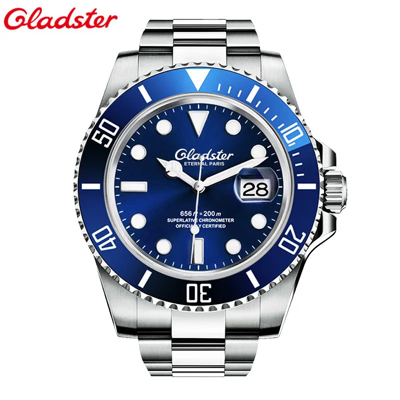 New Gladster font b Mens b font Watches Top Brand Luxury Diver 200M Super Luminous Sapphire