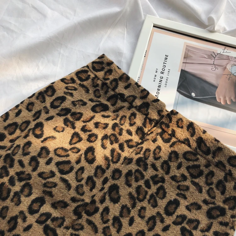 Популярный новейший с высокой талией леопардовый узор полудлина юбка Женская Осенняя юбка короткая юбка восстановление древняя юбка