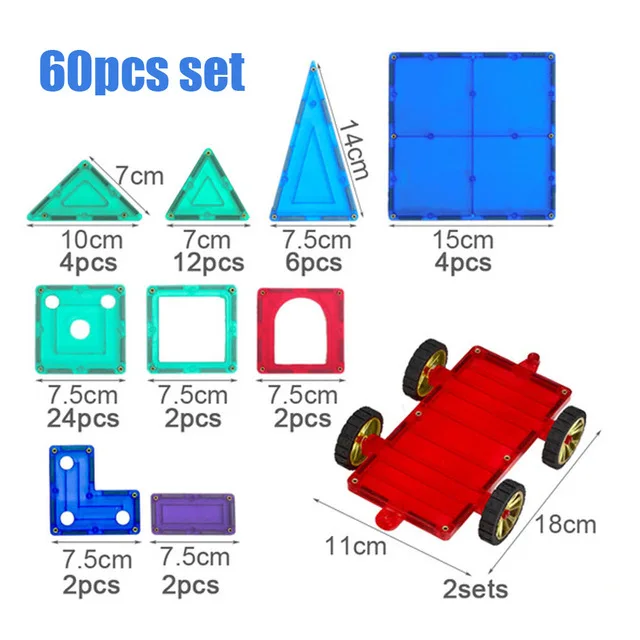 15-60 шт., прозрачный цветной магнитный конструктор, набор для моделирования и строительства, магнитные блоки, кирпичи, игрушки для детей, подарок - Цвет: Коричневый