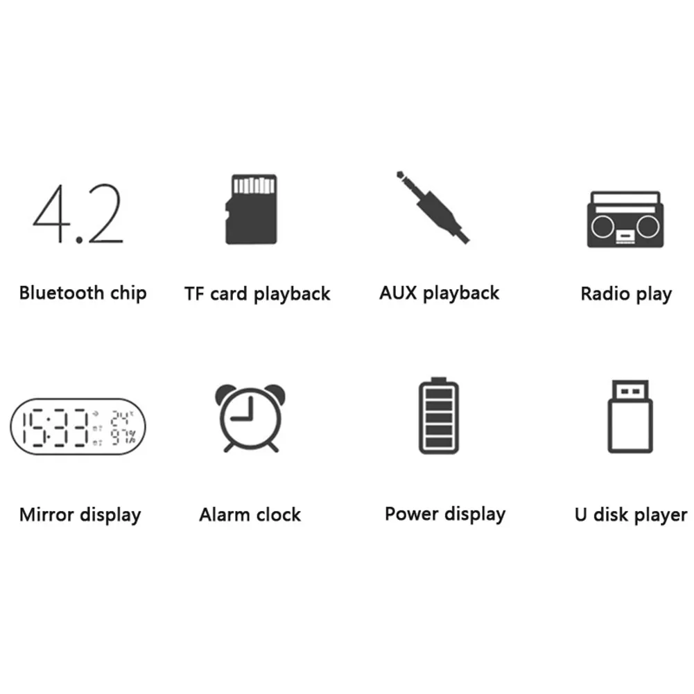 Настольный Простой Цифровой музыкальный плеер Led беспроводной двойной динамик bluetooth зеркальная поверхность будильник Многофункциональные Музыкальные часы