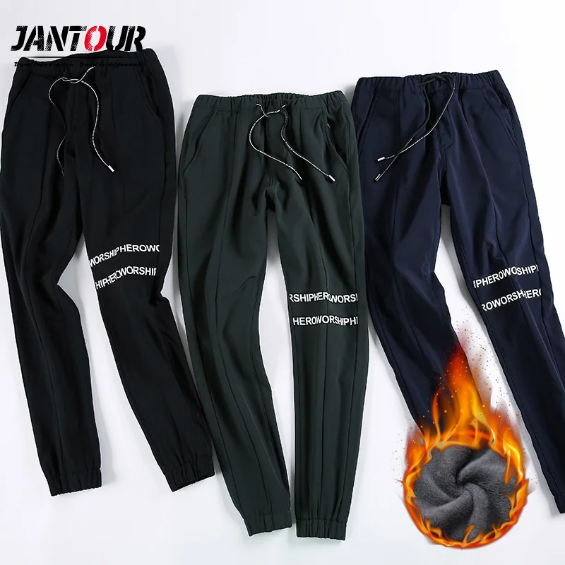 Men's Autumn winter Fleece Fluff warm Quick Dry Softshell Pants Outdoor