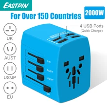 2000W International Travel Power Adapter, Universal Power Adapter 4 Quick Charge USB 3.0 Ports UK, EU, AU, US,Over 150 Countries