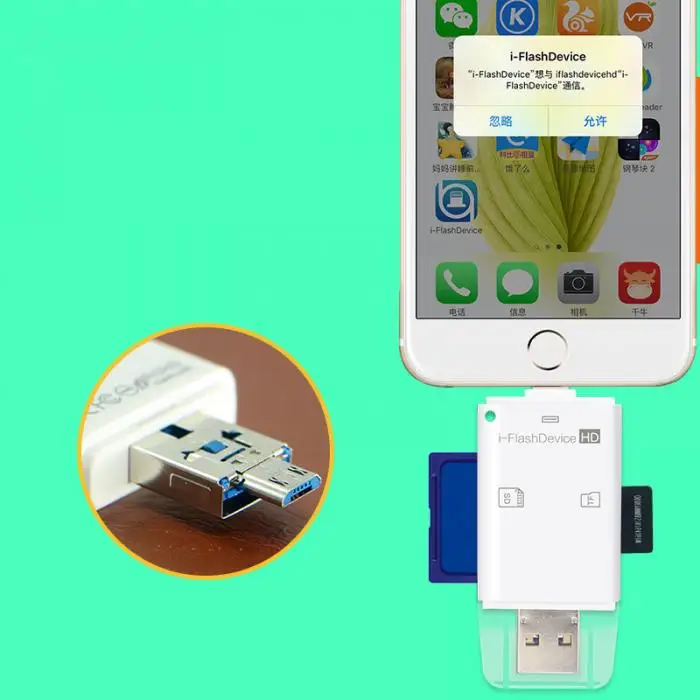 3 в 1 SD Card Reader адаптер Универсальный USB для iPhone iPad ПК компьютер @ JH