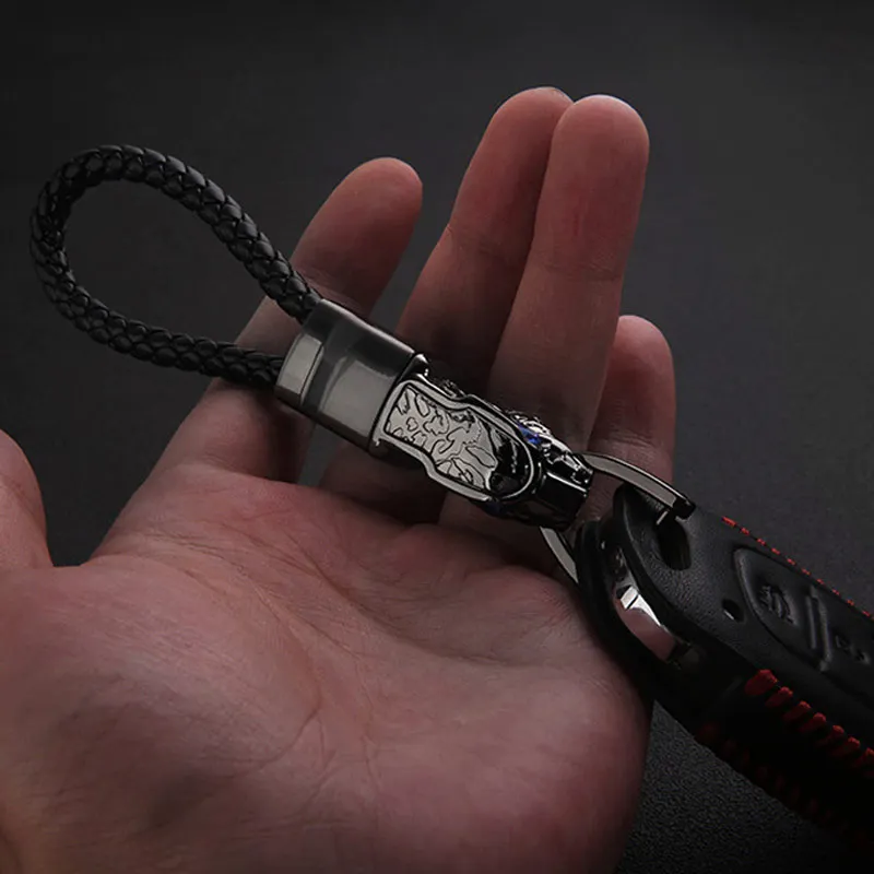 

Leather Cord Key Chain Car Keychain Detachable Car Home Keychain Leopard Head Keychains HVR88