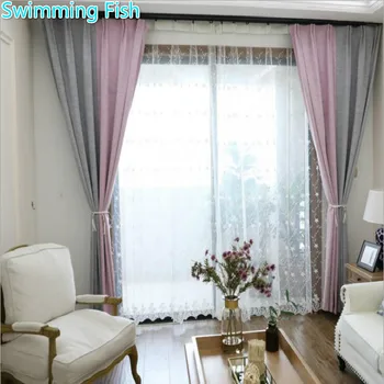 

100% Shade Curtain With Back Coating Solid Polyester Linen Blackout Curtain For Bedroom Living Room Window Curtain Blind
