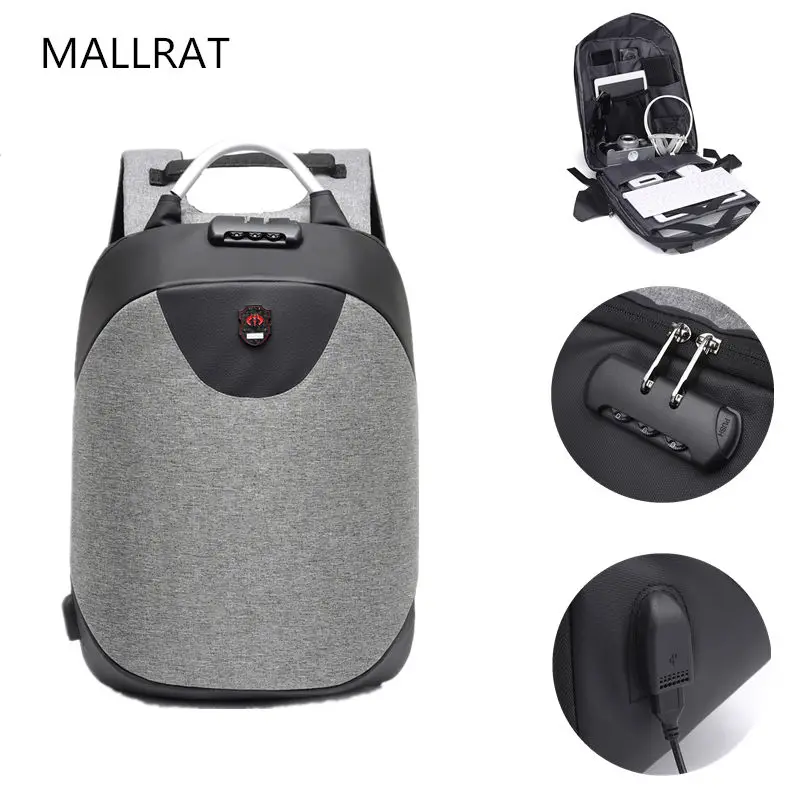 MALLRAT New Anti theft Men Bag School Password Lock Backpack Waterproof
