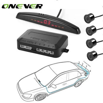 

Onever Universal Car Auto Parktronic Parking Sensor With 4 Sensors Reverse Backup Car Parking Radar Kits Monitor Detector System