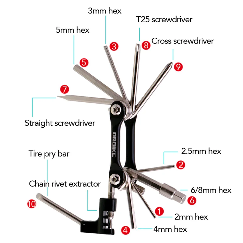 DRBIKE велосипедные Многофункциональные Наборы инструментов Мультитул для ремонта шин набор инструментов с цепь отвертки устройство для извлечения заклепок для MTB шоссейного велосипеда