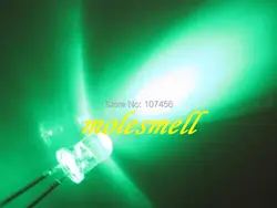 Бесплатная доставка (1000 шт) 5 мм Ультраяркий зеленый светодиодный + Быстрая доставка 5 мм светодиод 5 мм Прозрачная Круглая зеленый