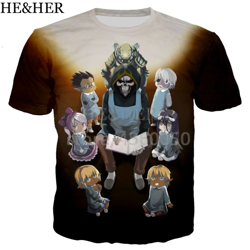 Новая забавная футболка с аниме мужские/женские футболки с принтом 3D персонаж аниме Overlord футболка в стиле Харадзюку футболка уличная одежда унисекс летние топы