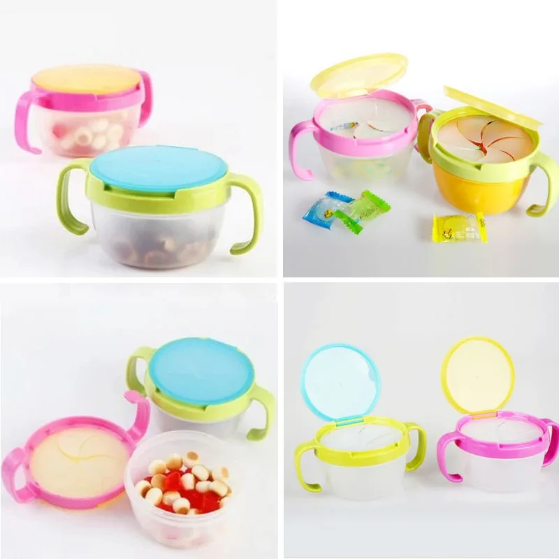 Детская чашка для закусок, детская посуда для хранения еды, антипроливающаяся, вращающаяся на 360 градусов, Детская однотонная тарелка для кормления, посуда для кормления детей