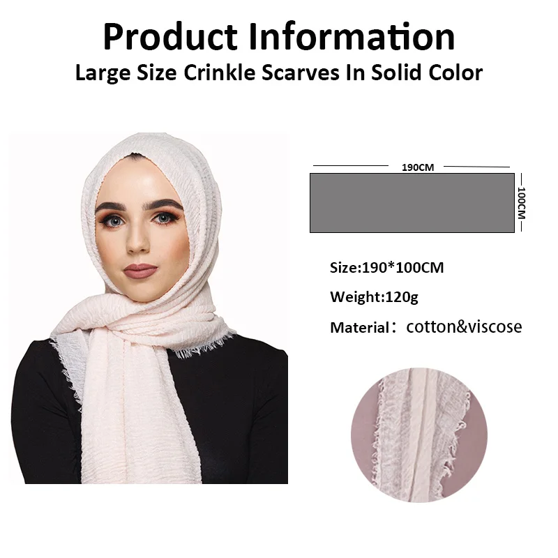 LMLAVEN мерцающие женские хлопковые шарфы большой размер|scarf shawl|cotton scarfcotton crinkle shawl |