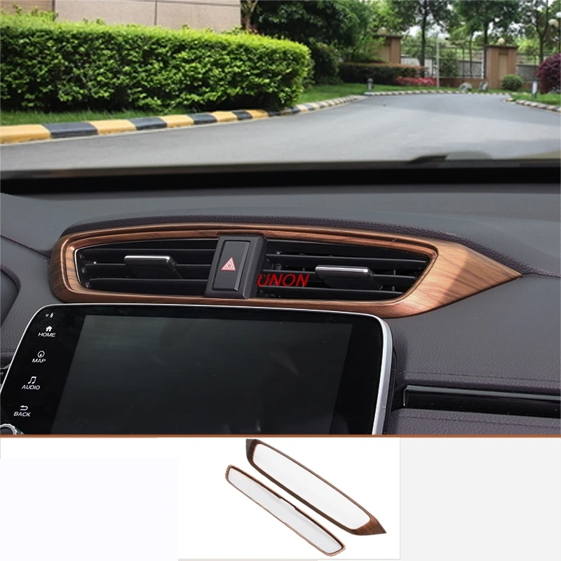 

Peach Wood Grain Air Vent Outlet Panel Cover ABS Trim Fit For Honda CRV CR-V 2017 2018