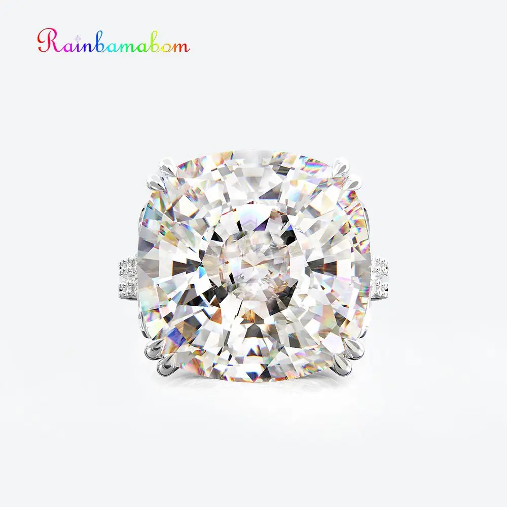 Rainbamabom Vintage 925 Sterling Silver Created Moissanite Gemstone Wedding Engagement Couple Ring Jewelry Party Wholesale Rainbamabom Vintage 925 Sterling Silver Created Moissanite Gemstone Wedding Engagement Couple Ring Jewelry Party Wholesale