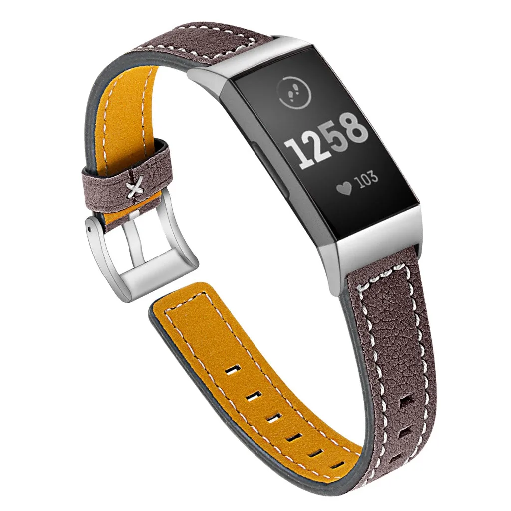 Replacement Leather Watch Band Wrist Strap for Fitbit charge 3 Watch Women Men Smart watch Wearable accessories#703