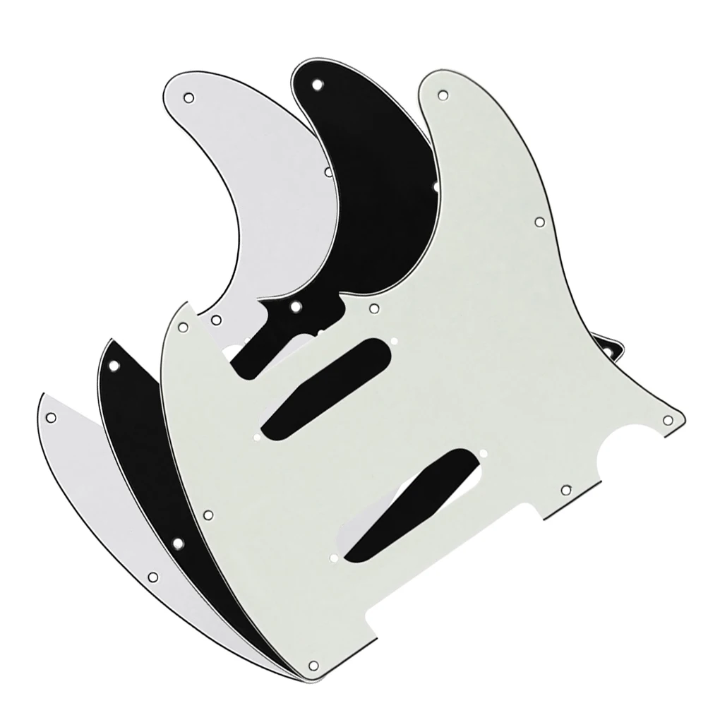 3PCS Tele Guitar Pickguards 8 Holes Black/White/Ivory 3Ply with Screws
