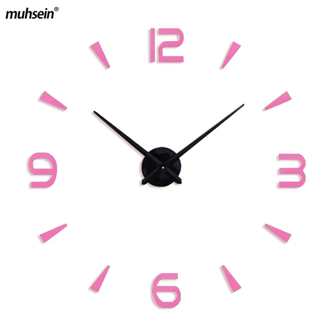 Новые 3D настоящие настенные часы, современный дизайн, трапециевидные цифровые комбинированные кварцевые часы, модные часы, зеркальные наклейки, сделай сам, для жизни - Цвет: pink