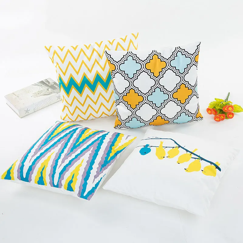 Yellow Bird Pillow Case Silk Cushion Cushion Chair Cocktail House Home Office Decorative Bird Geometric Pattern Pillow Case Patterned Pillow Cases Pillow Casepillow Case Pattern Aliexpress