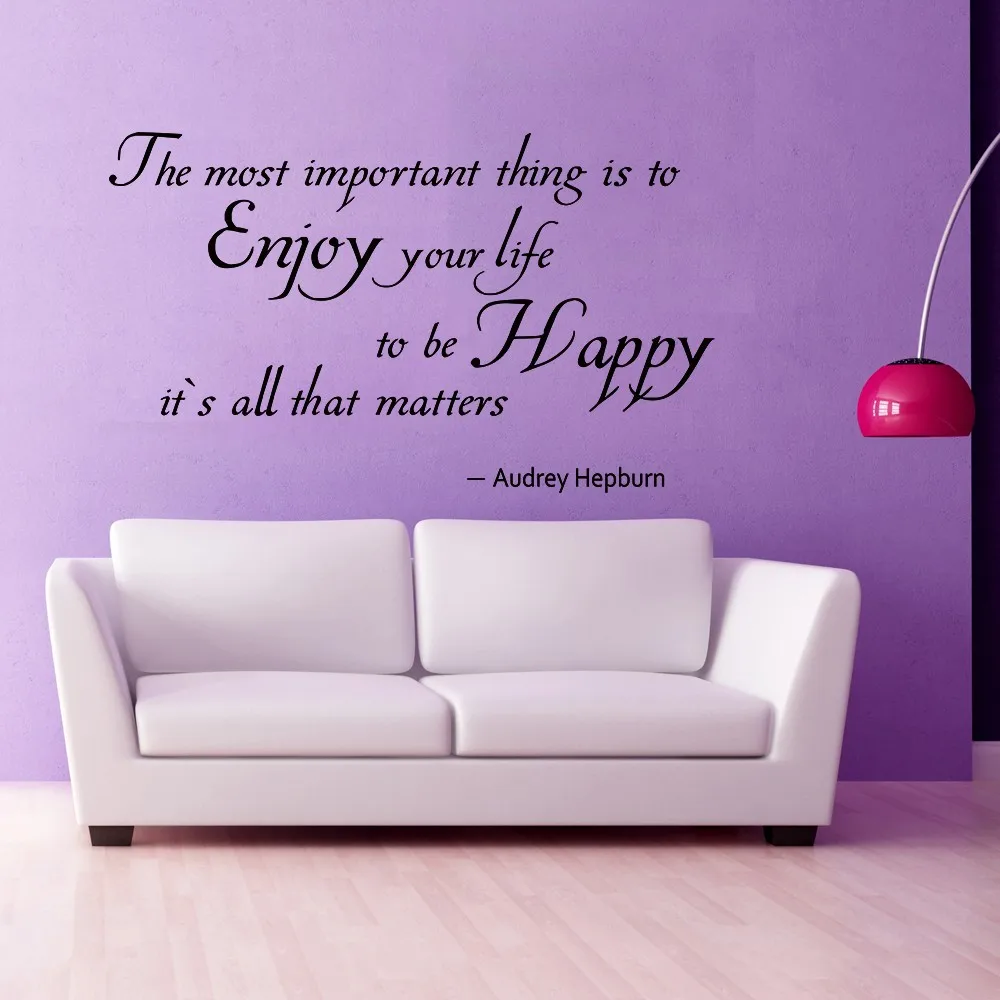 Vinyl Wall Decal Audrey Hepburn Quote The Most Important Thing Is To Enjoy Your Life To Be Happy 58 X 35 L Audrey Hepburn Quotes Vinyl Wall Decalswall Decals Aliexpress