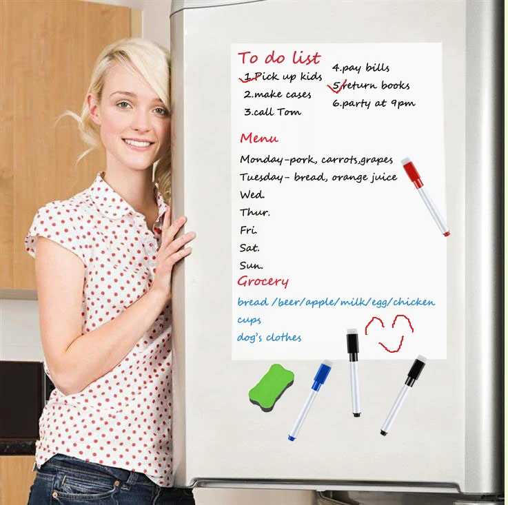 

400mmx600mm Magnetic Whiteboard Fridge Magnets Erasable White Board Marker Eraser To Do List Board Grocery Menu Kitchen Planner