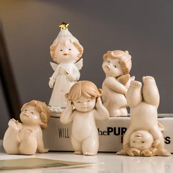 

Nordic Home Creative Angel Living Room With Lovely Desktop Ceramic Cartoon Dummy Cake Decorations