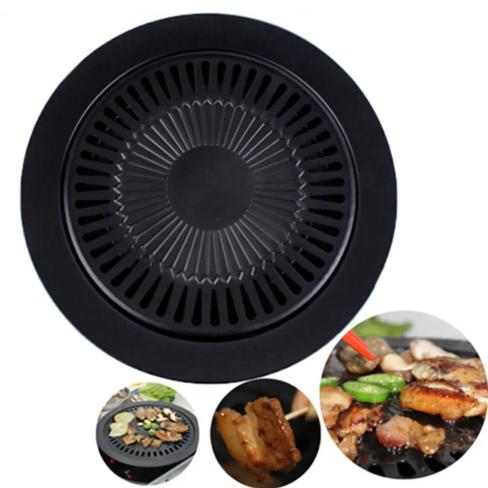 Korean Style Barbecue Pan Baking Pan Grill Rack Household Smokeless Non