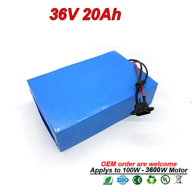 36V 20Ah 1000W 2000W 3000W электрический велосипед батарея E скутер комплект литий ионный