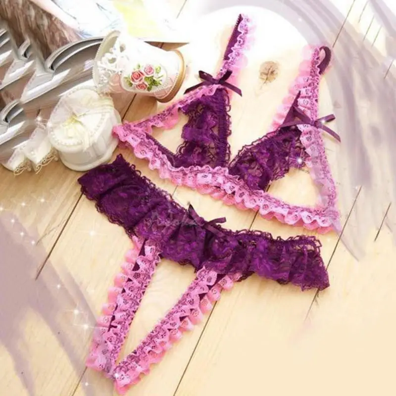 

Night Wear Women sexy Lingerie set open crotch underwear sets G-string seksi giyim conjunto sexy open lingerie underwear set