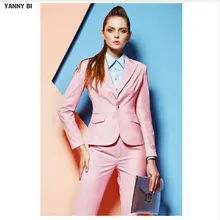 Pink Custom made Professional Formal Pantsuits Pant Suits Office Ladies Work Wear Suits Business suits(Jacket+Pants)