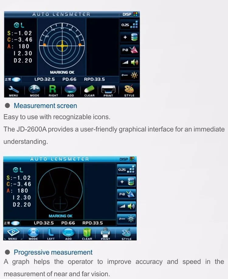 Автоматический Lensmeter JD-2600A Focimeter " True color Monitor | CE и FDA | сенсорный экран | CL доступен