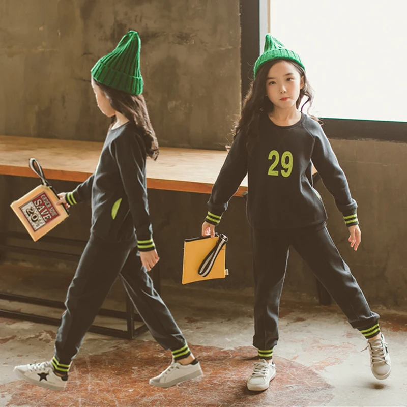 

Autumn New Fashion Children's Wear Girl's Clothing Sets Long Sleeved Sweater and Pants 2 Pieces Sport Suits