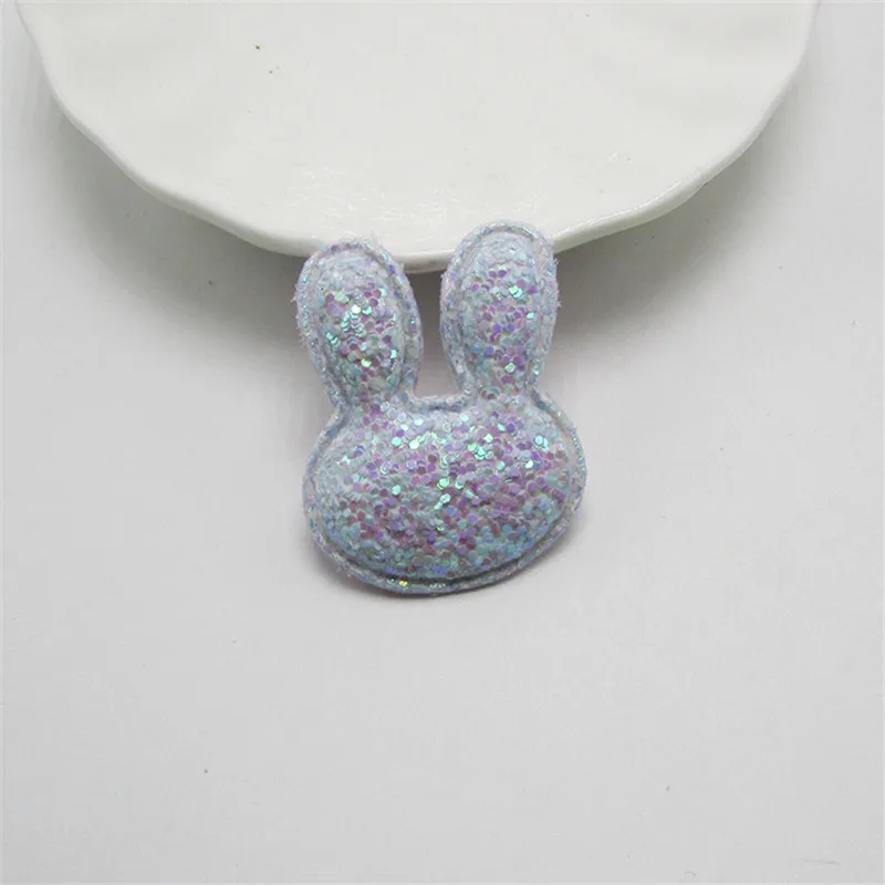 Блестящий карамельный цвет кролик в форме головы накладки патчи Аппликации для рукоделия швейные принадлежности "сделай сам" заколки для волос аксессуары - Цвет: Rabbit purple-5pcs