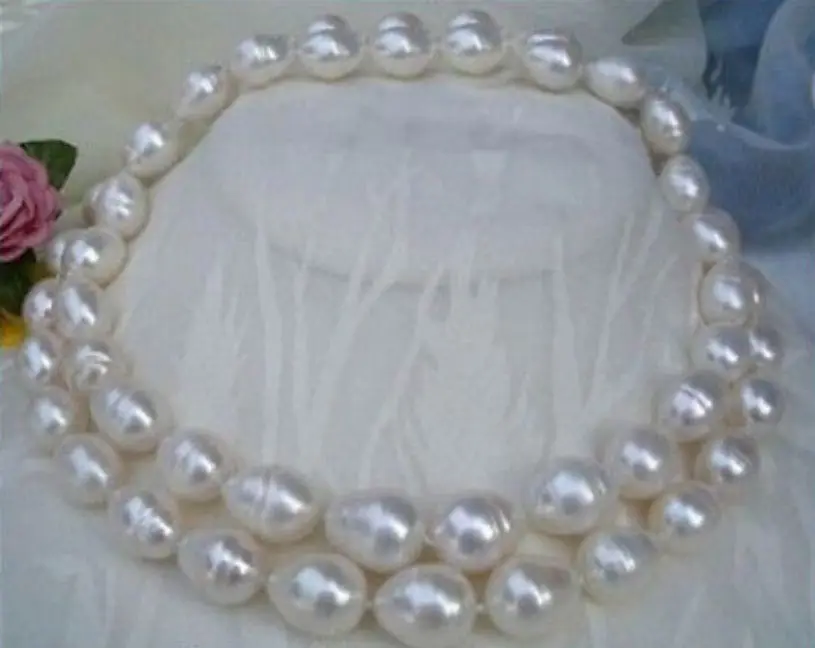 

FREE SHIPPING2015 New huge 33"10-11MM SOUTH SEA WHITE PEARL NECKLACE AAA sf