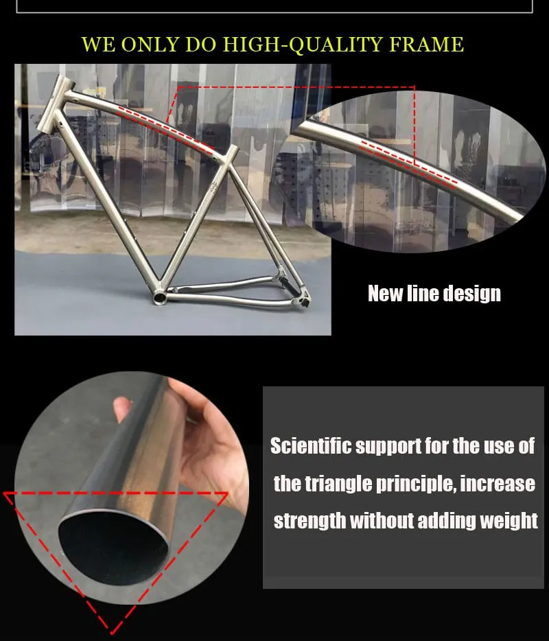 Best Free shipping !!! TiTo titanium new road bike frame 700C titanium road bicycle bent top tube internal shifter housing 2
