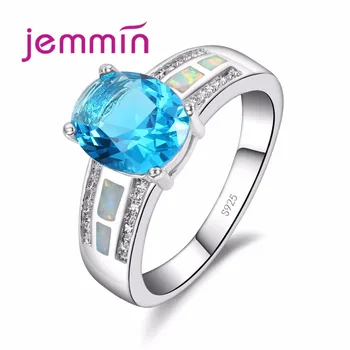 

Sample Wide Band Design Bijoux White Opal Ring For Women Dancing Party S925 Sterling Sliver Ring With Big Clear Light B