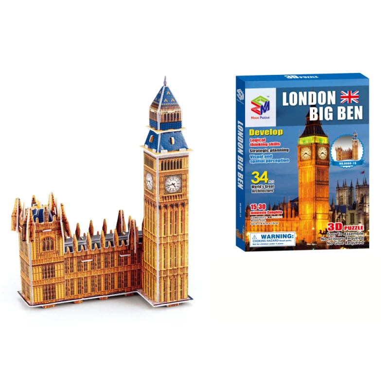 15cm 3D Puzzles Big Ben Builing Mode Toys Brain Teaser Learning Educational Games Children Jigsaw Toys for Christmas Gift изучай английский играя learning english through games учеб пос м васильева