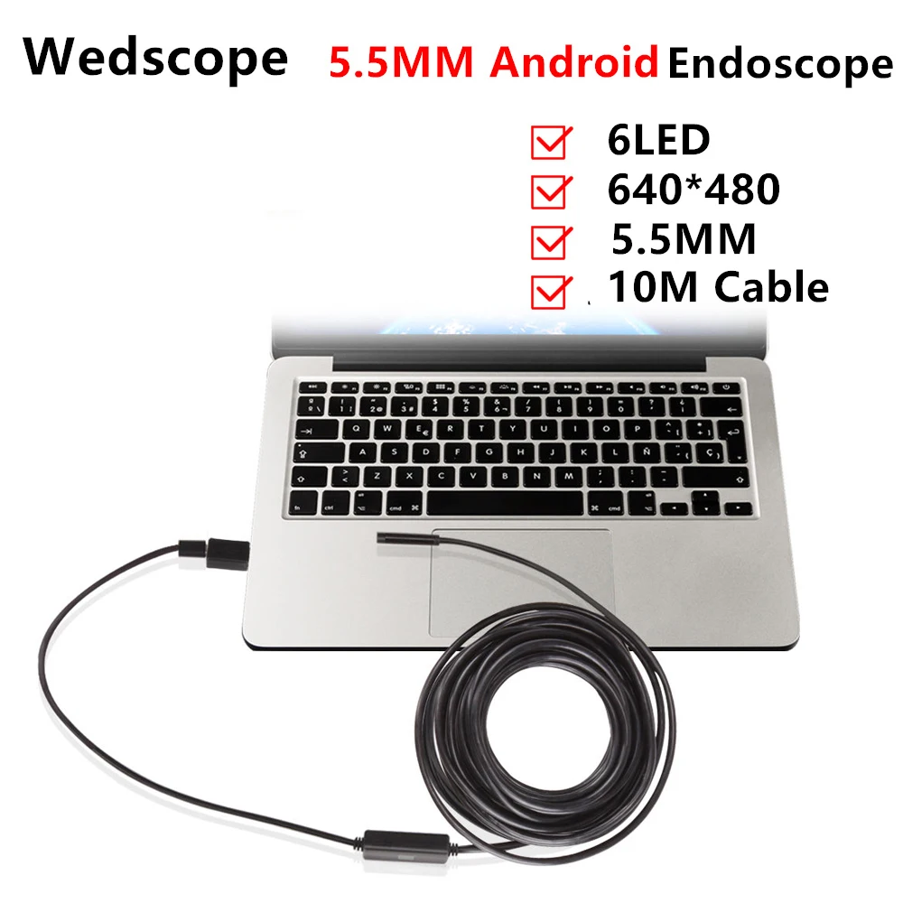 Android Endoscope 5.5mm 10M USB Endoscope IP67 waterproof Borescope