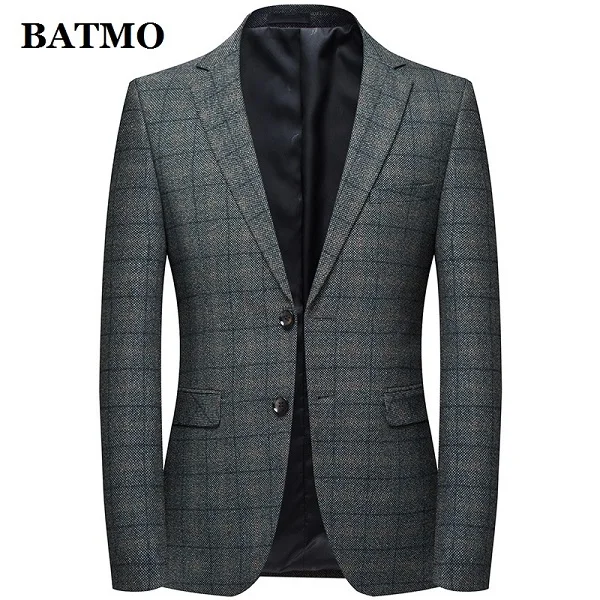 Batmo Новое поступление высокое качество клетчатый Повседневный блейзер для мужчин, мужские костюмы куртки, повседневные куртки для мужчин 8118 - Цвет: light blue