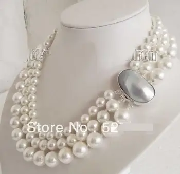 

Hot sale new Style >>>Gradually Shell Pearl Mabe Pearl Clasp 3 Rows Necklace