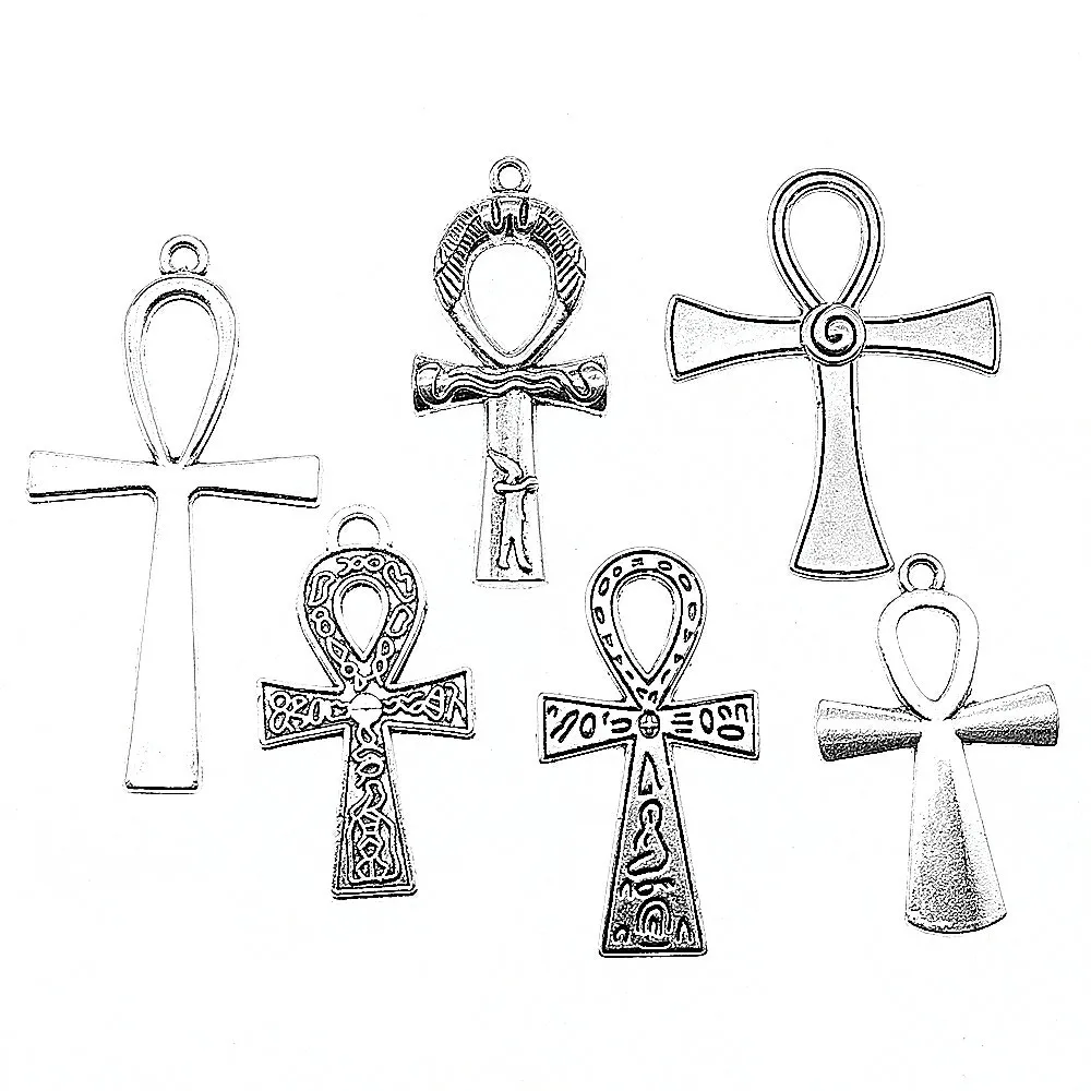 8 шт./лот, подвески Ankh Cross, античный серебряный цвет, подвески Ankh Cross, подвески для браслетов, подвески Ankh Cross